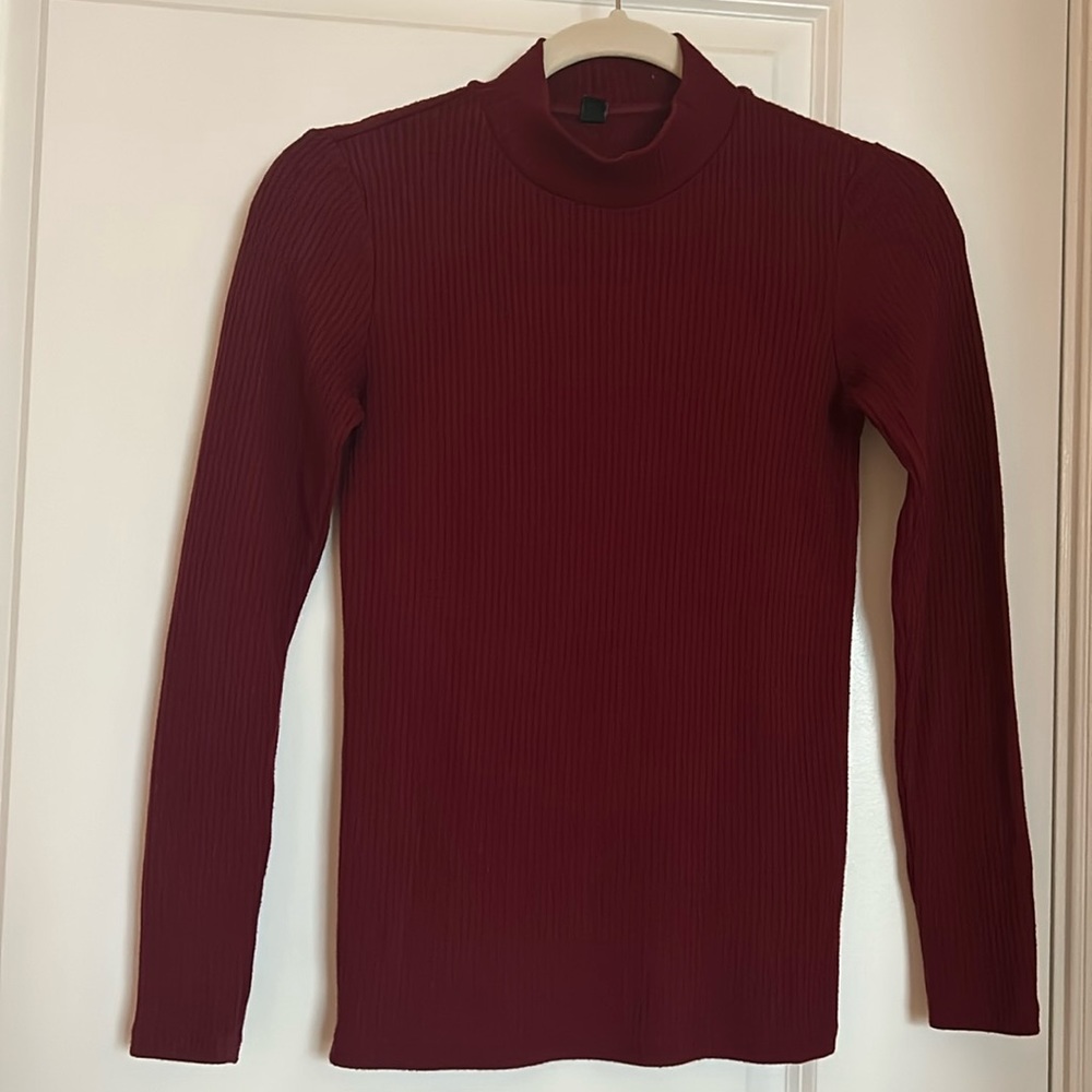 Mock Neck Ribbed Top